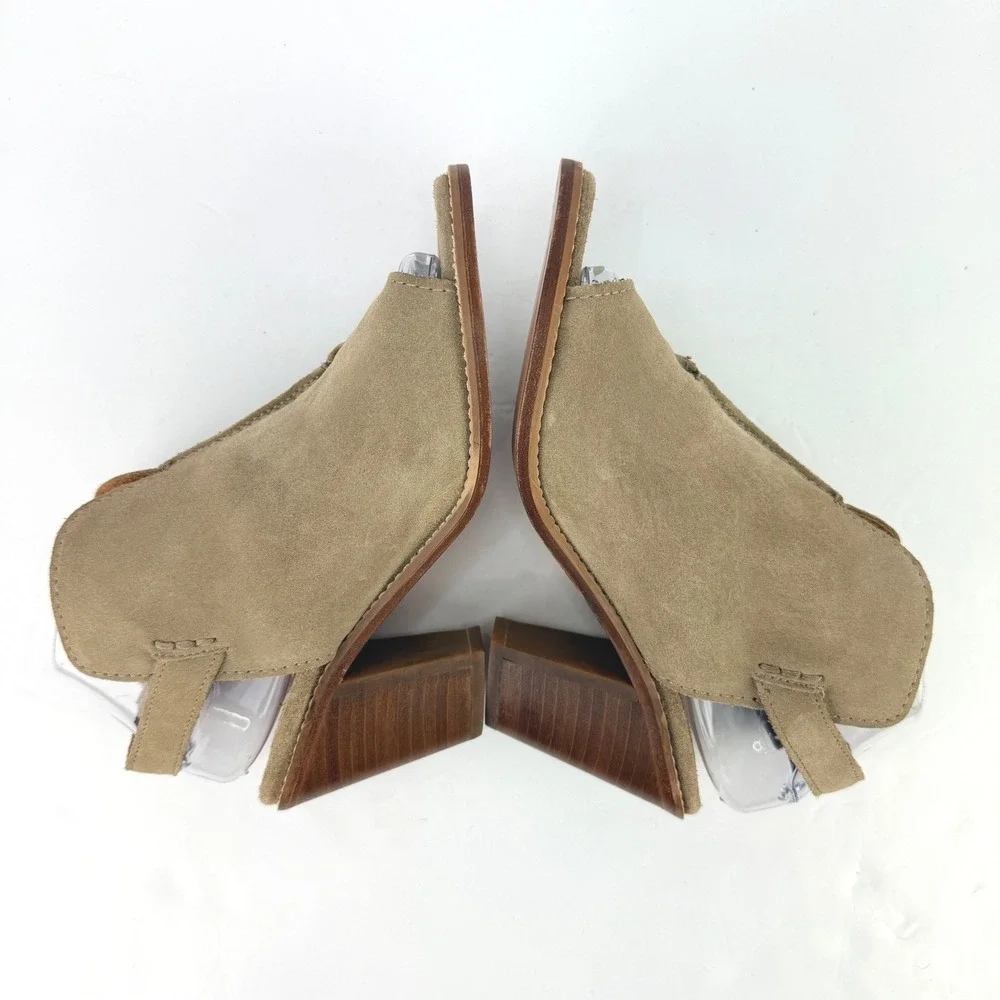 Frye Women 7.5 Courtney Ash Suede Slingback Peep Toe Heel Sandals Western Luxury